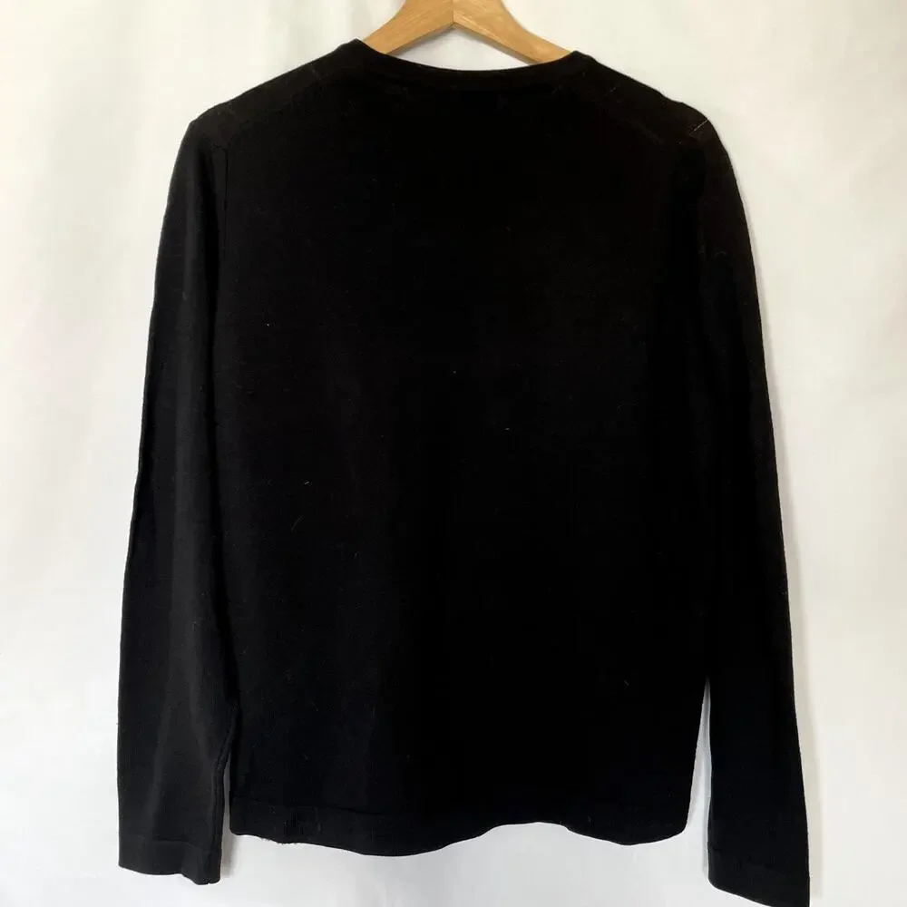 Banana Republic extra-fine italian‎ merino black sweater men's size small luxury